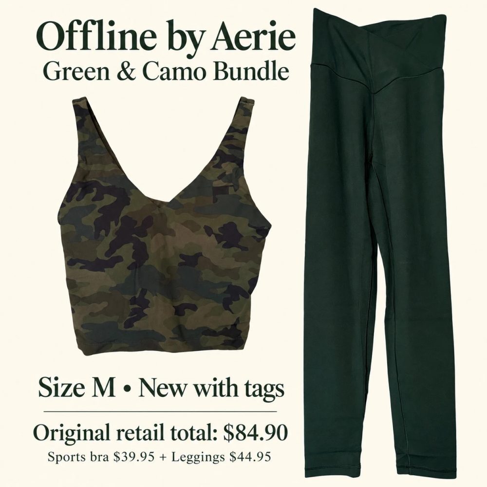Aerie Offline green & camo bundle medium NWT